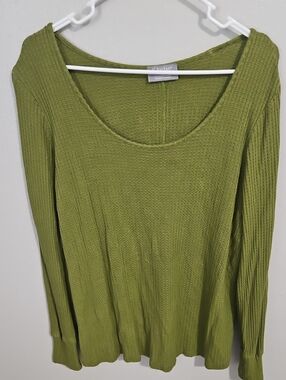 K Jordan Scoop Neck Olive Long Sleeve Top